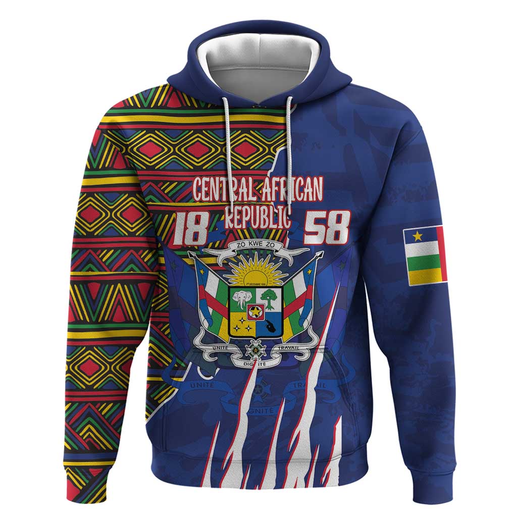 Personalized Central African Republic Since 1958 Hoodie Coat Of Arms With Kente Pattern LT18