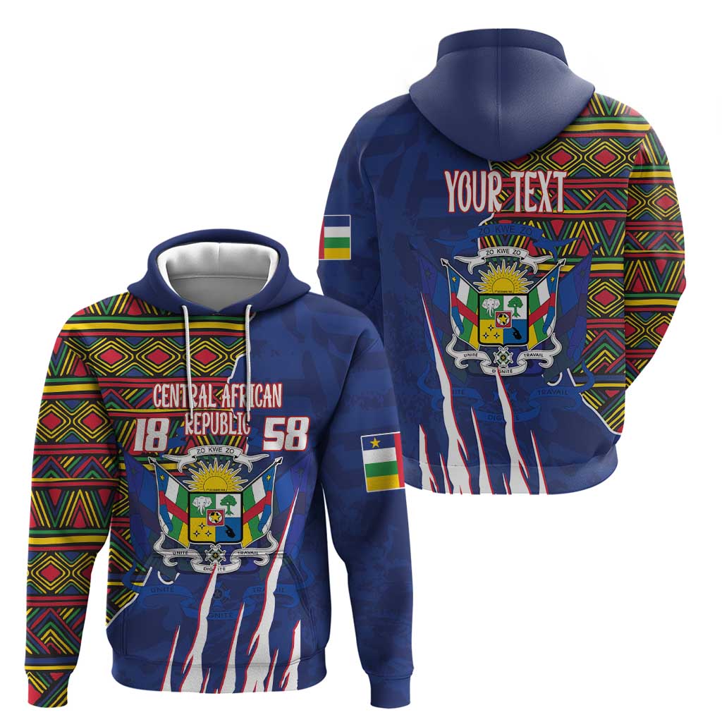Personalized Central African Republic Since 1958 Hoodie Coat Of Arms With Kente Pattern LT18