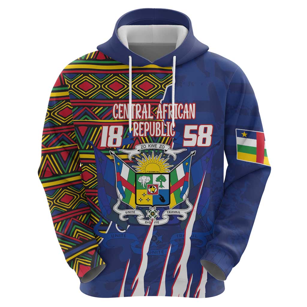 Personalized Central African Republic Since 1958 Hoodie Coat Of Arms With Kente Pattern LT18