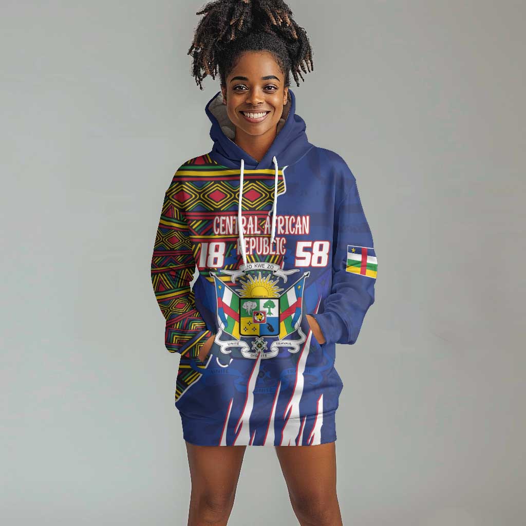 Personalized Central African Republic Coat Of Arms Hoodie Dress Kente Pattern LT18