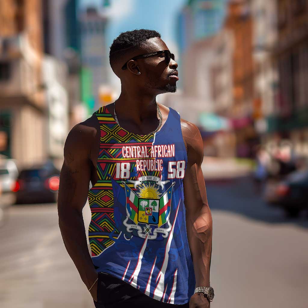Personalized Central African Republic Coat Of Arms Men Tank Top Kente Pattern LT18