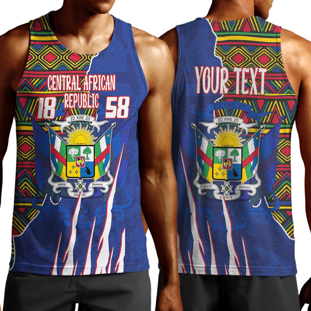 Personalized Central African Republic Coat Of Arms Men Tank Top Kente Pattern LT18