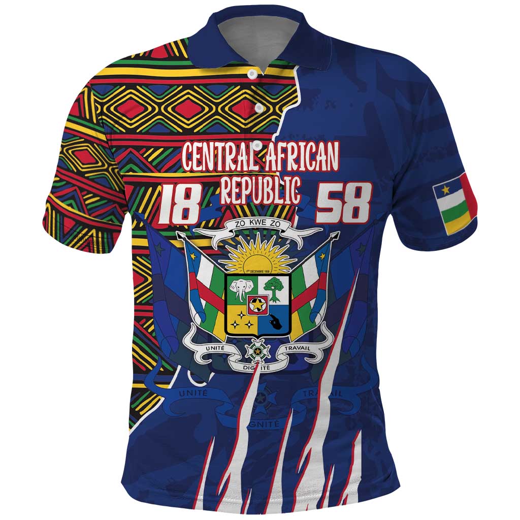 Personalized Central African Republic Since 1958 Polo Shirt Coat Of Arms With Kente Pattern LT18