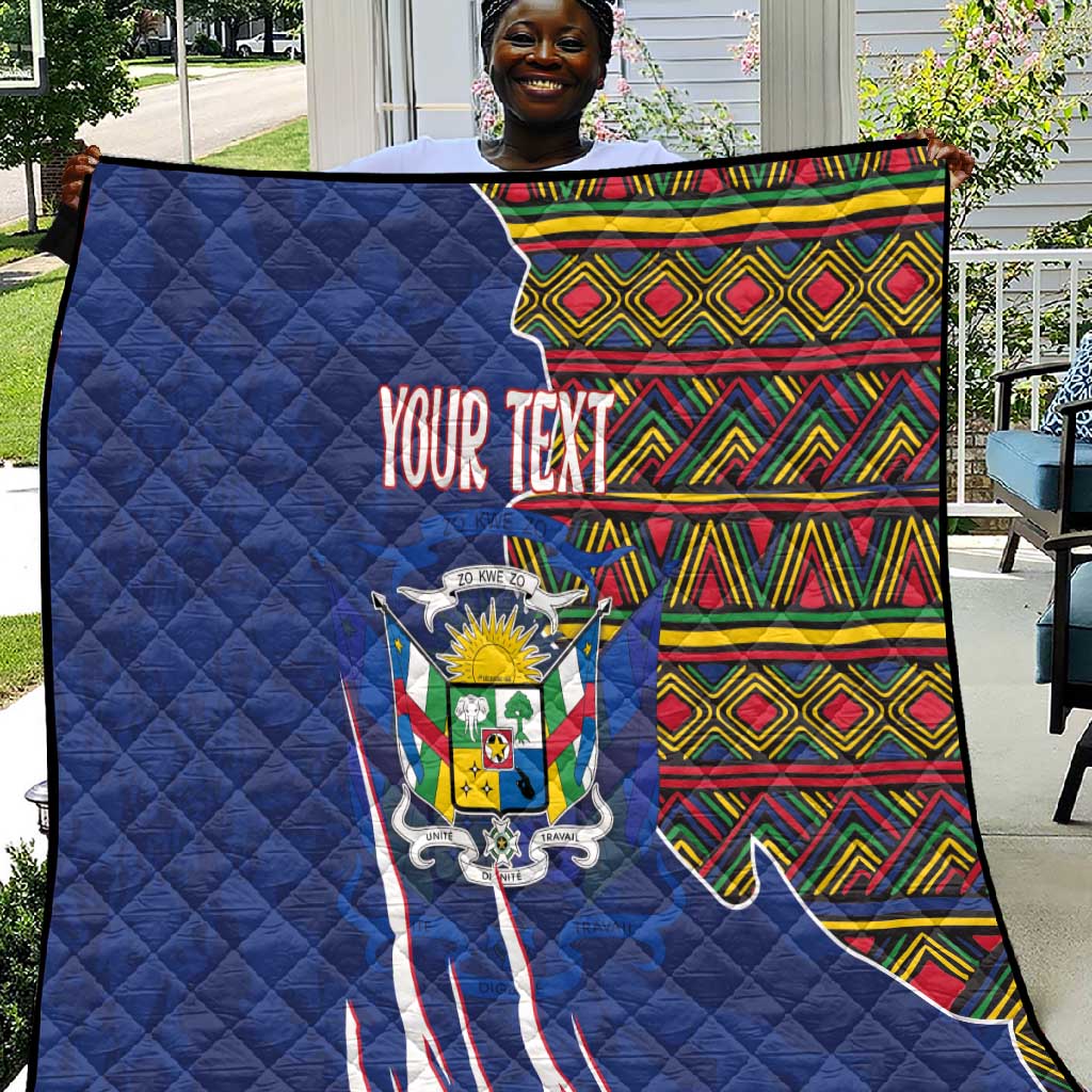 Personalized Central African Republic Coat Of Arms Quilt Kente Pattern LT18