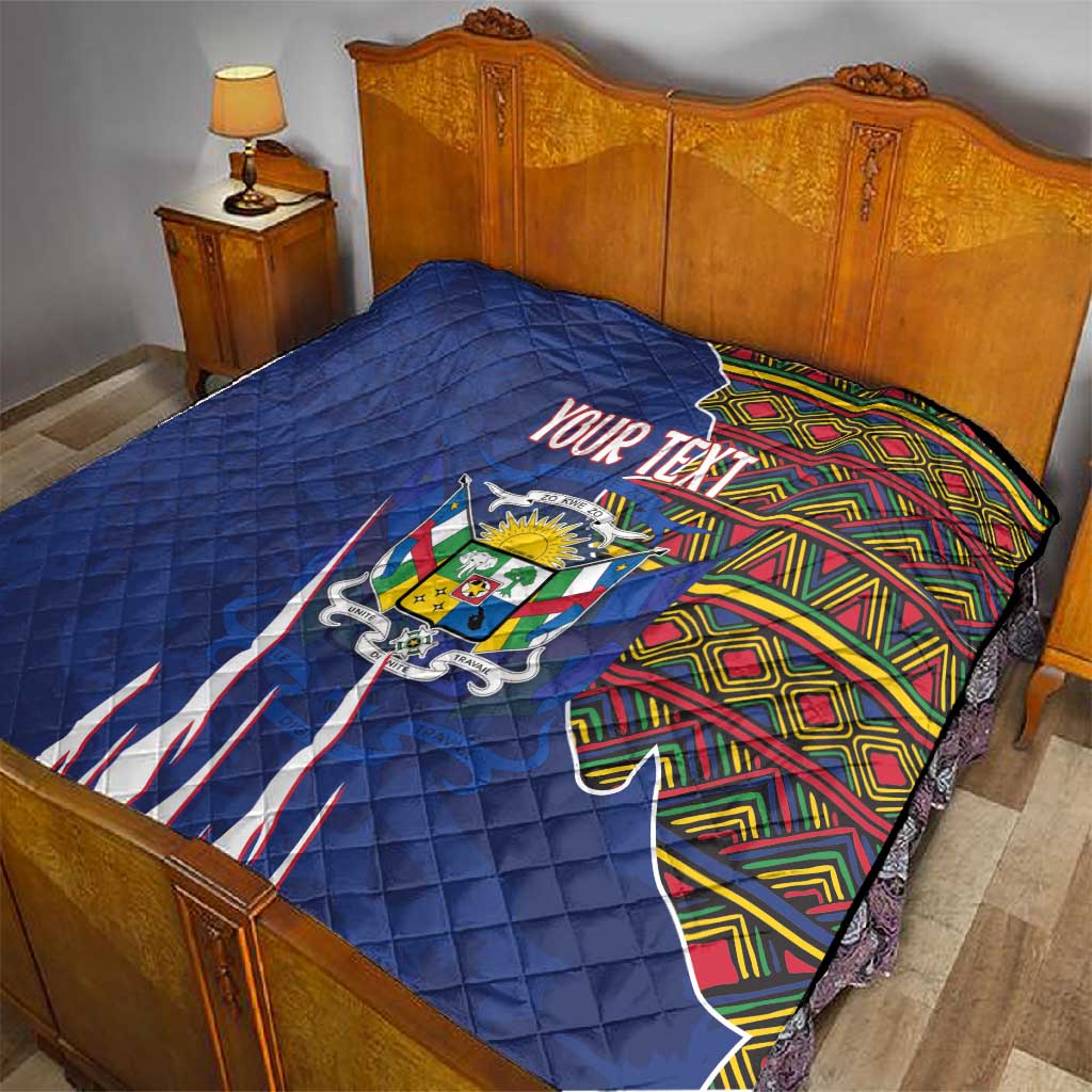 Personalized Central African Republic Coat Of Arms Quilt Kente Pattern LT18