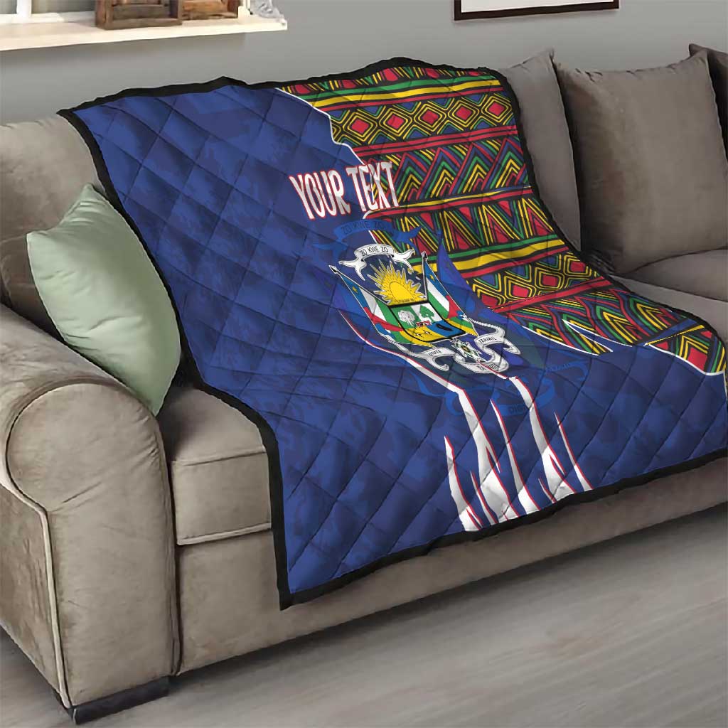 Personalized Central African Republic Coat Of Arms Quilt Kente Pattern LT18
