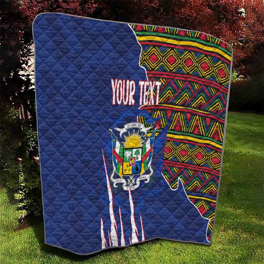 Personalized Central African Republic Coat Of Arms Quilt Kente Pattern LT18