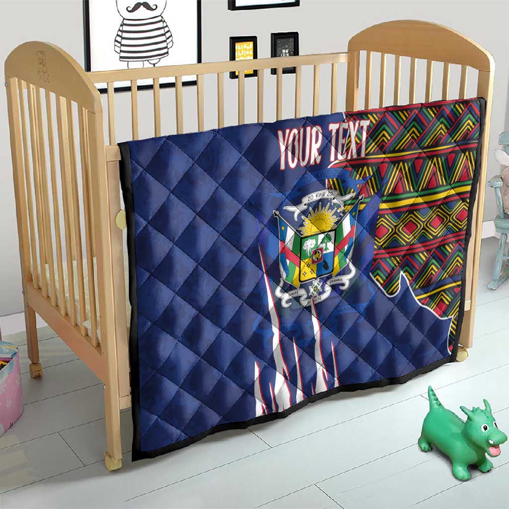 Personalized Central African Republic Coat Of Arms Quilt Kente Pattern LT18