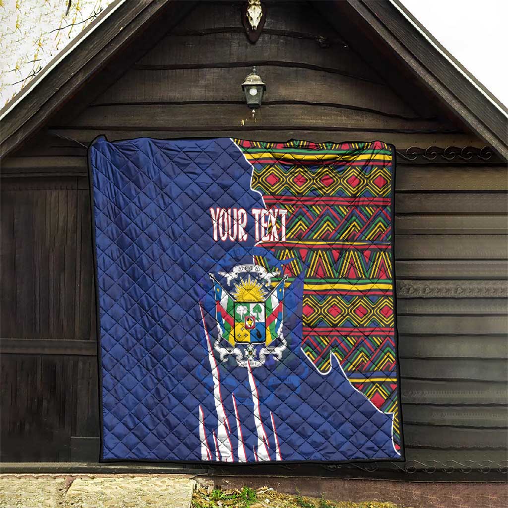 Personalized Central African Republic Coat Of Arms Quilt Kente Pattern LT18