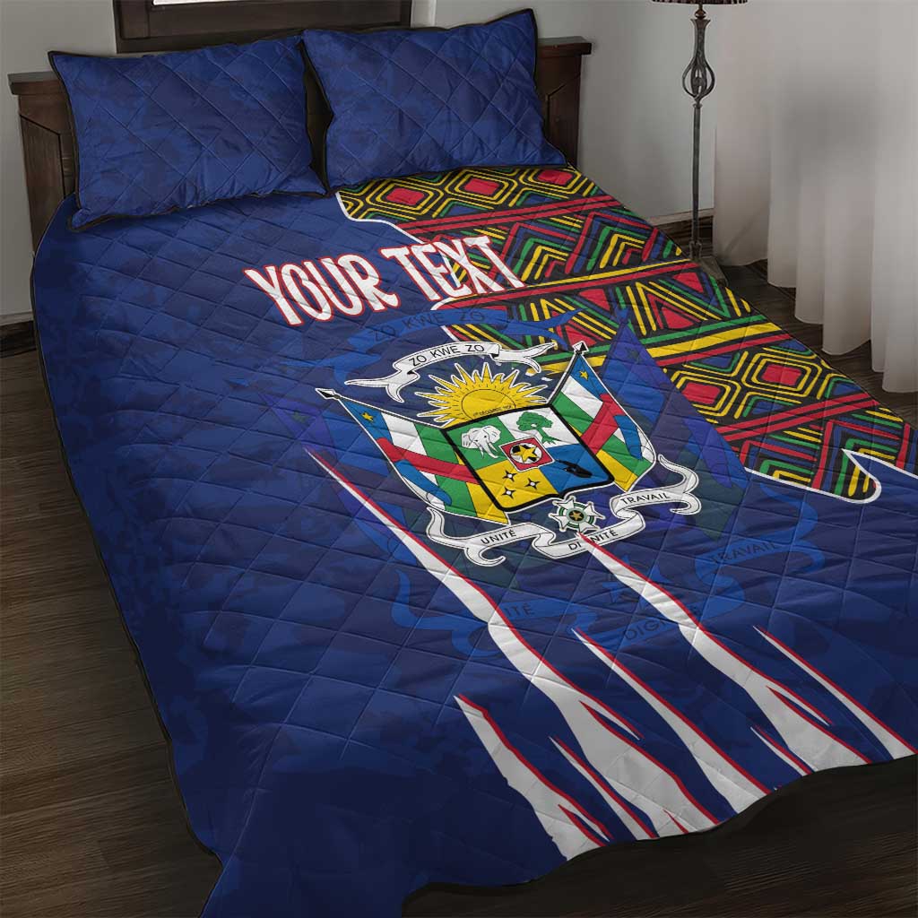 Personalized Central African Republic Coat Of Arms Quilt Bed Set Kente Pattern LT18