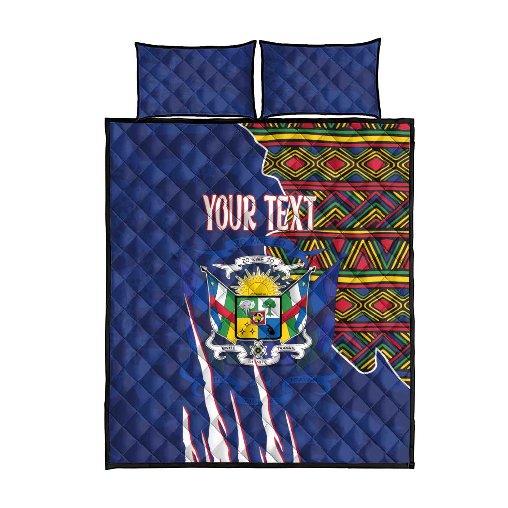 Personalized Central African Republic Coat Of Arms Quilt Bed Set Kente Pattern LT18