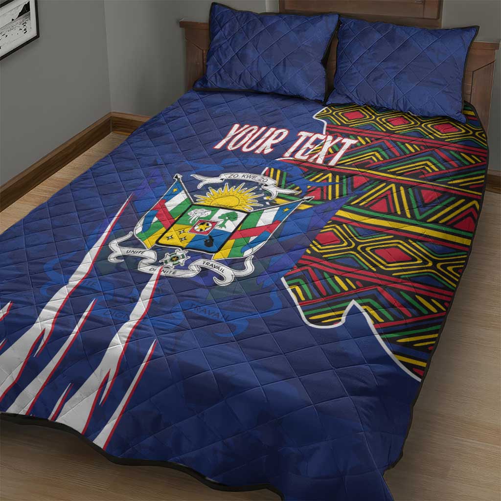 Personalized Central African Republic Coat Of Arms Quilt Bed Set Kente Pattern LT18