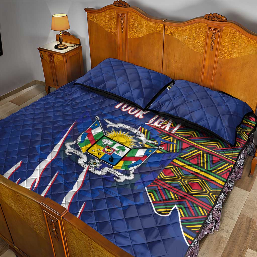 Personalized Central African Republic Coat Of Arms Quilt Bed Set Kente Pattern LT18
