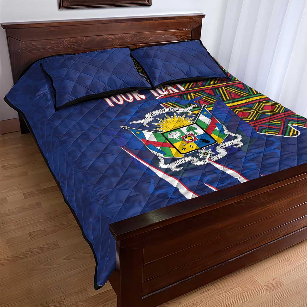 Personalized Central African Republic Coat Of Arms Quilt Bed Set Kente Pattern LT18