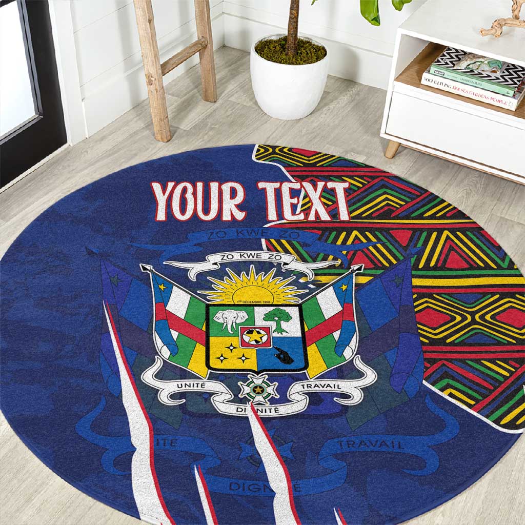Personalized Central African Republic Coat Of Arms Round Carpet Kente Pattern LT18