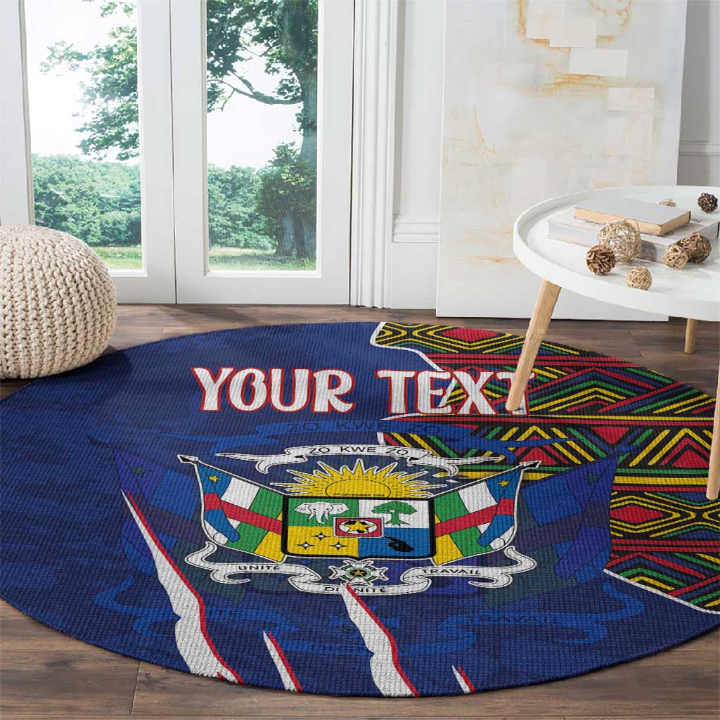Personalized Central African Republic Coat Of Arms Round Carpet Kente Pattern LT18