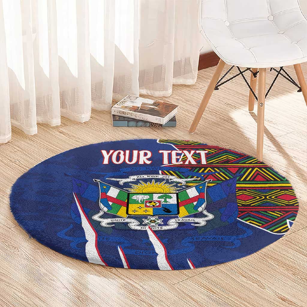 Personalized Central African Republic Coat Of Arms Round Carpet Kente Pattern LT18