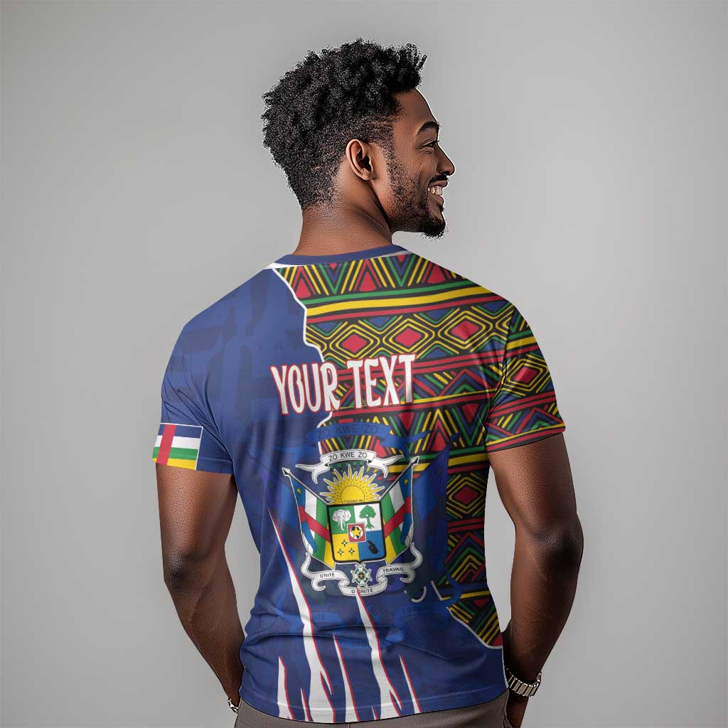 Personalized Central African Republic Coat Of Arms T shirt Kente Pattern LT18