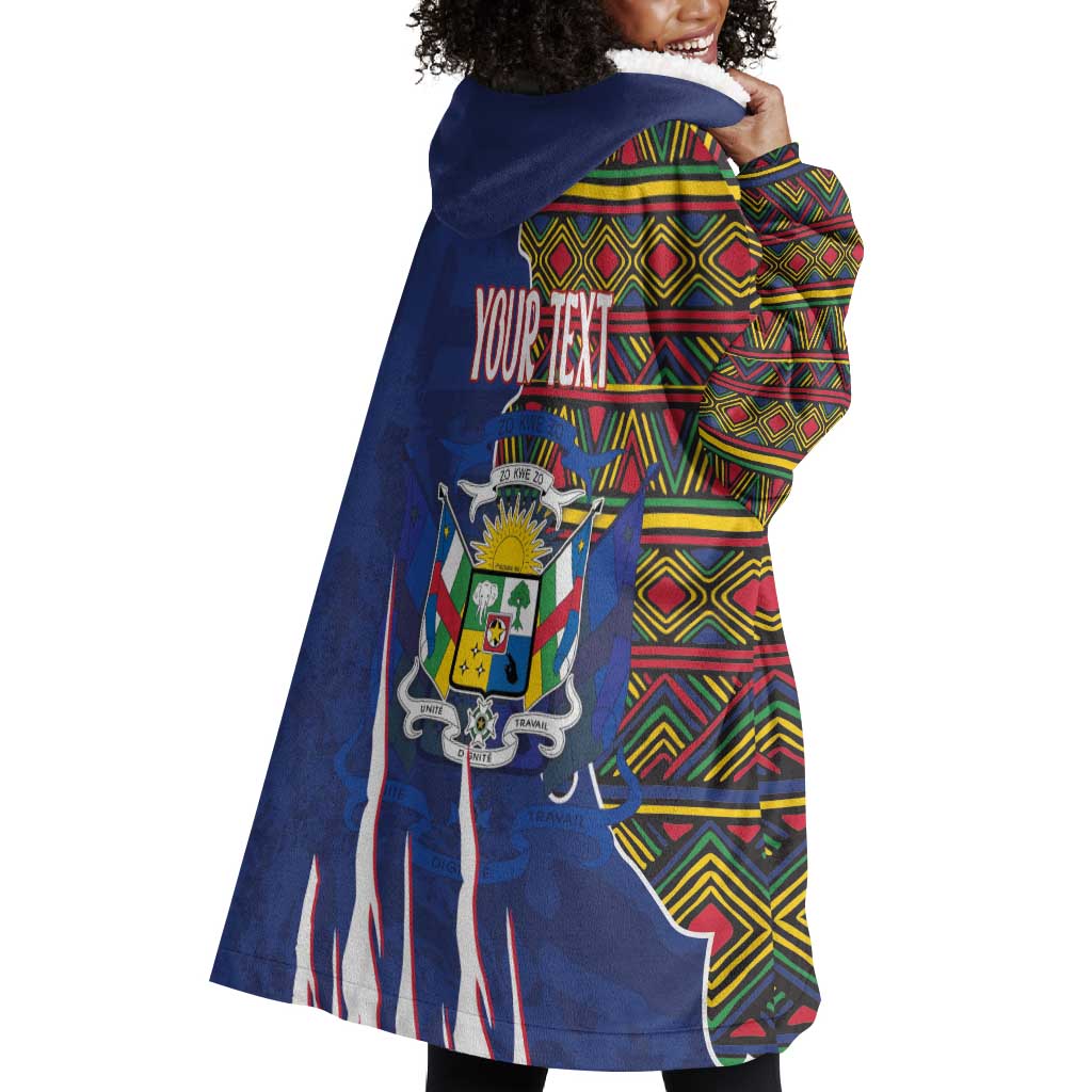 Personalized Central African Republic Coat Of Arms Wearable Blanket Hoodie Kente Pattern LT18