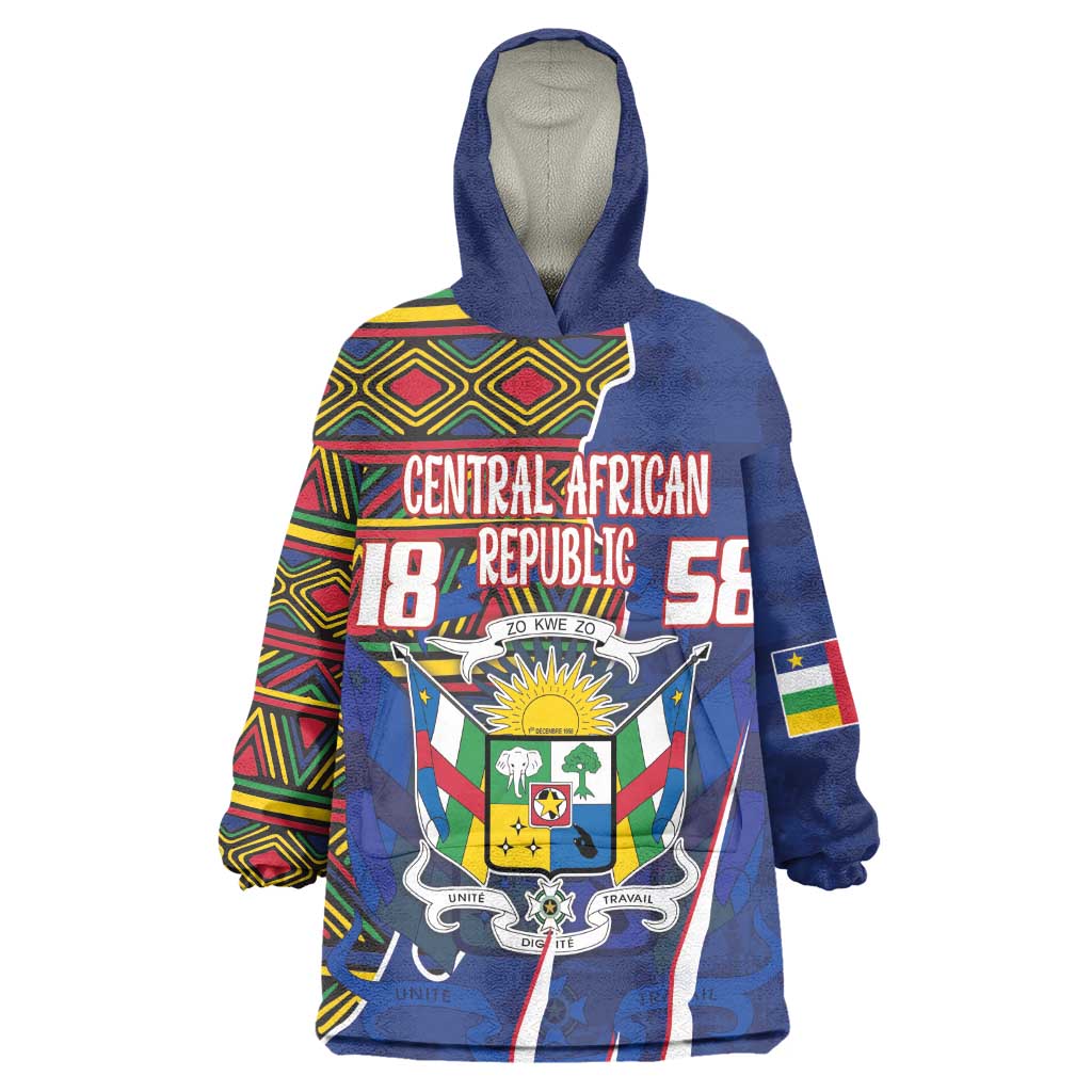 Personalized Central African Republic Coat Of Arms Wearable Blanket Hoodie Kente Pattern LT18