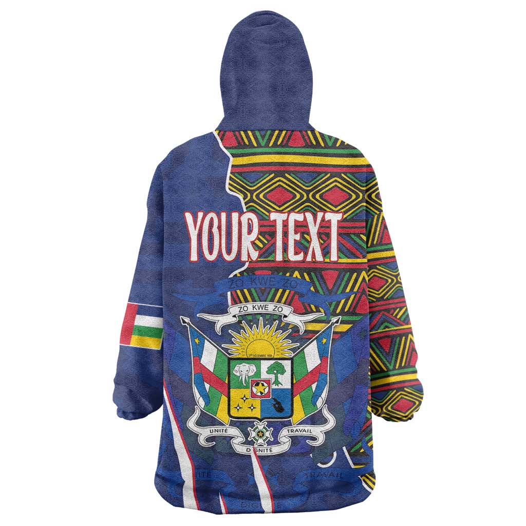 Personalized Central African Republic Coat Of Arms Wearable Blanket Hoodie Kente Pattern LT18