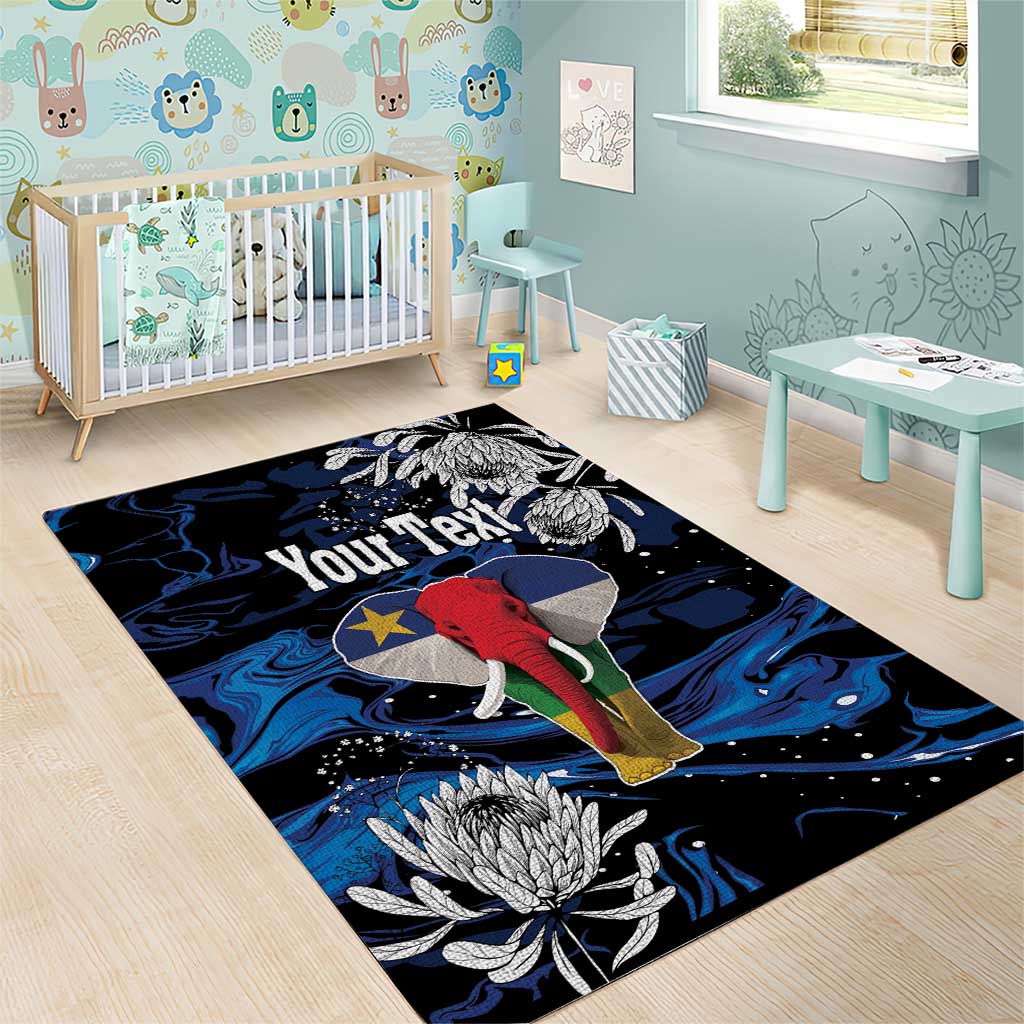 Personalized Central African Republic Area Rug Elephant With King Protea LT18