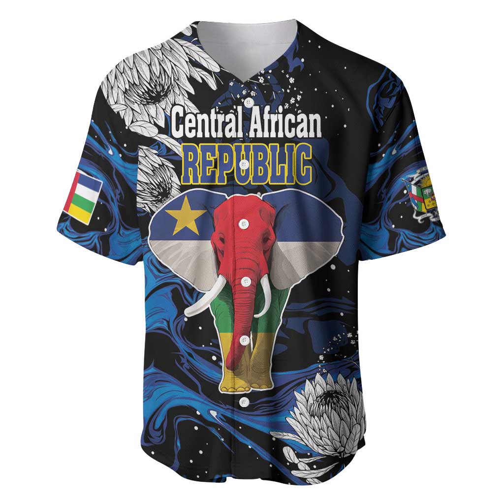 Personalized Central African Republic Baseball Jersey Elephant With King Protea LT18