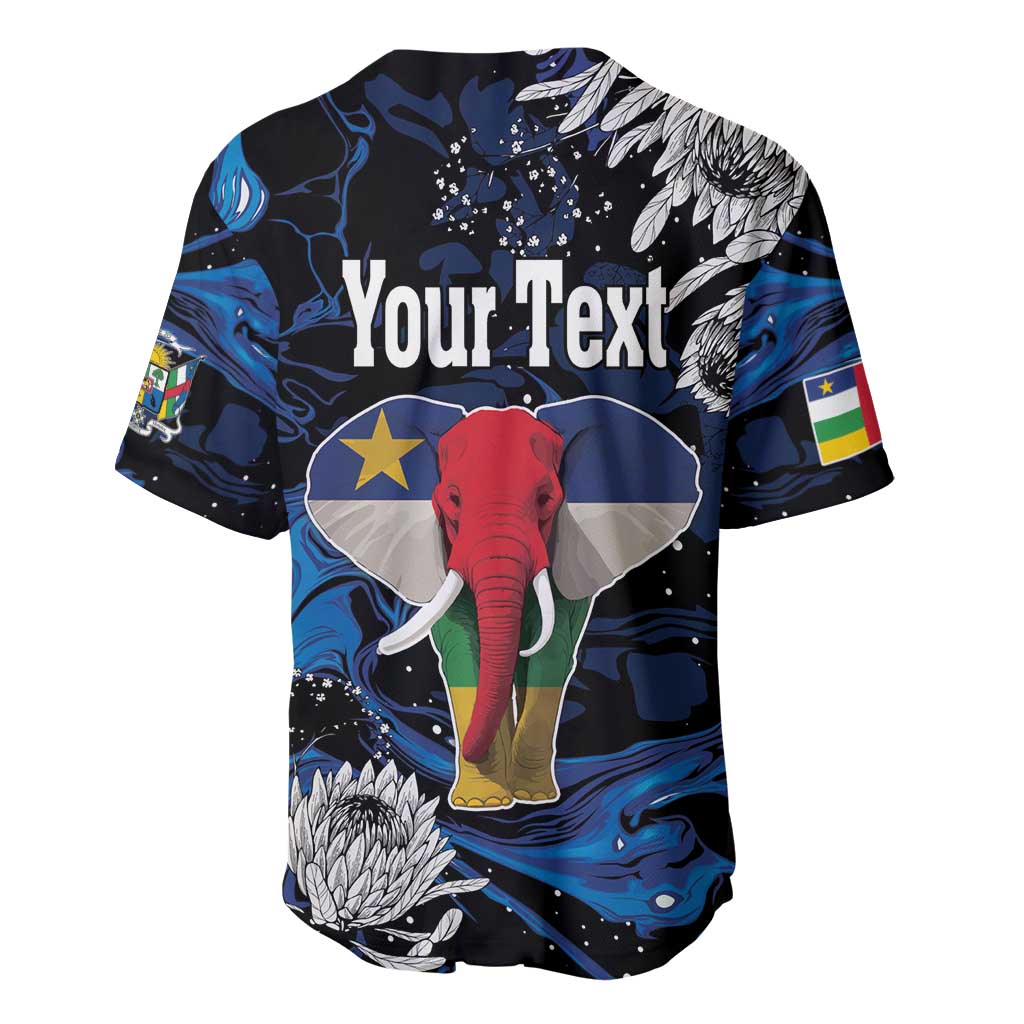 Personalized Central African Republic Baseball Jersey Elephant With King Protea LT18