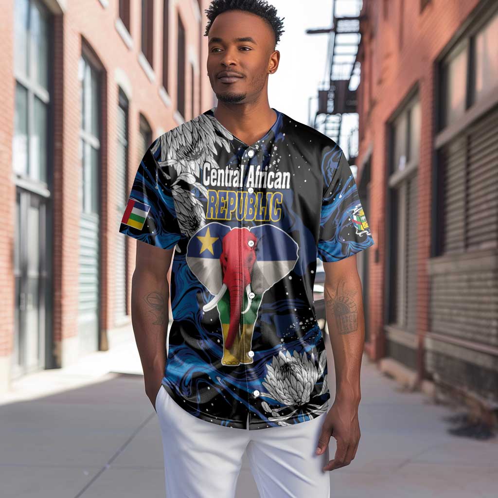 Personalized Central African Republic Baseball Jersey Elephant With King Protea LT18