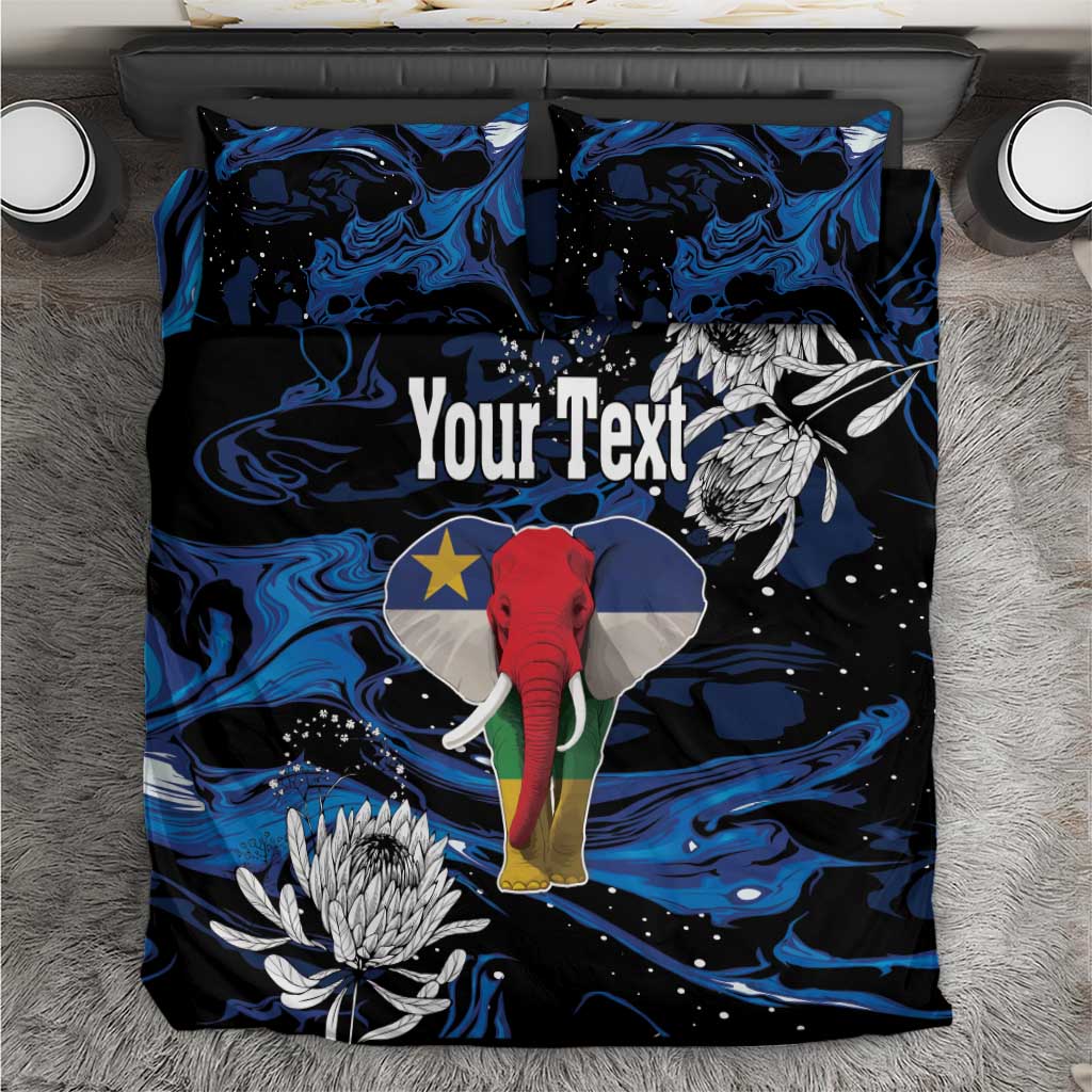 Personalized Central African Republic Bedding Set Elephant With King Protea LT18