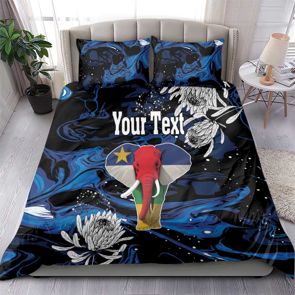 Personalized Central African Republic Bedding Set Elephant With King Protea LT18