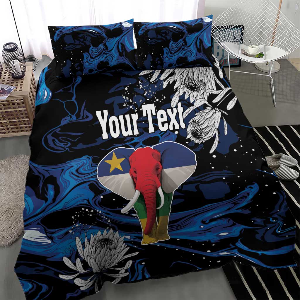 Personalized Central African Republic Bedding Set Elephant With King Protea LT18