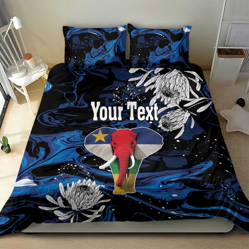 Personalized Central African Republic Bedding Set Elephant With King Protea LT18