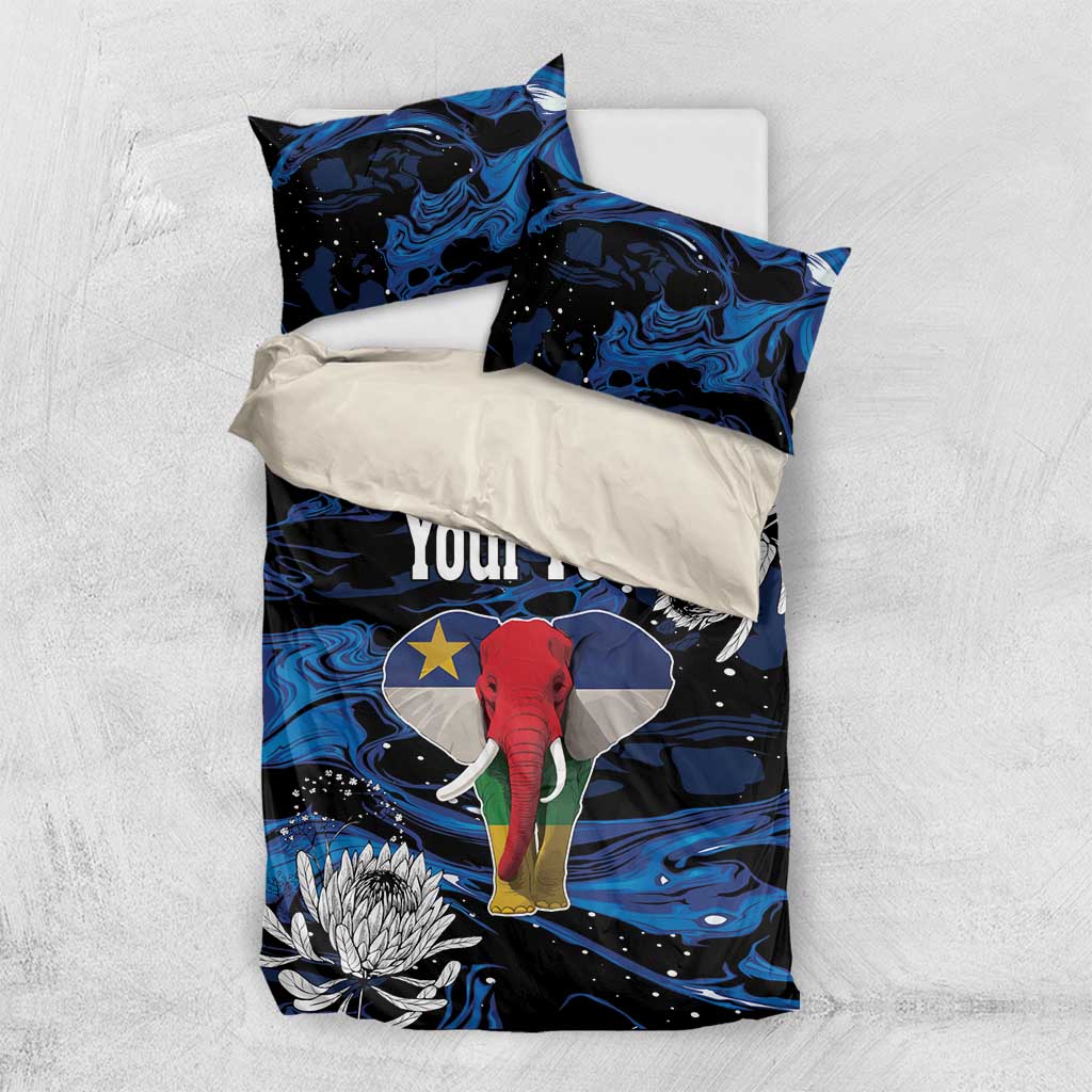 Personalized Central African Republic Bedding Set Elephant With King Protea LT18