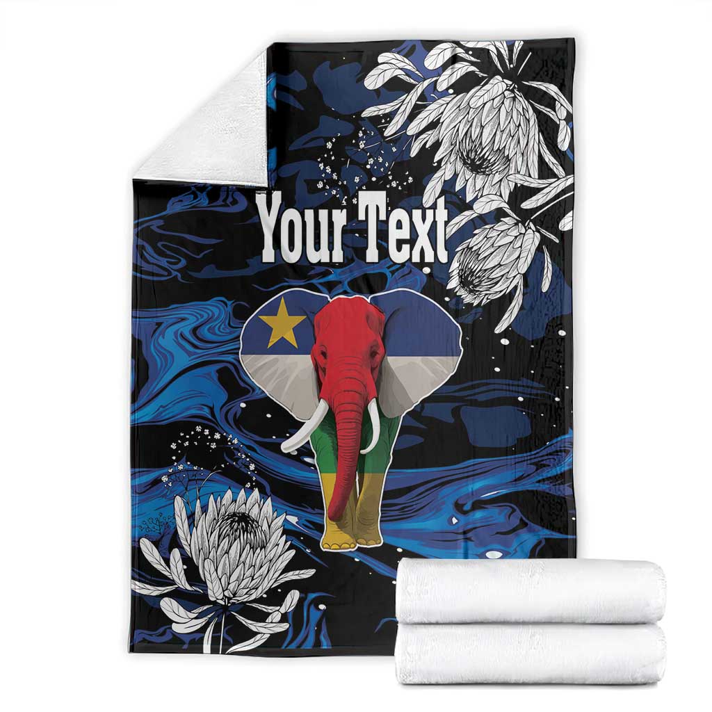 Personalized Central African Republic Blanket Elephant With King Protea LT18
