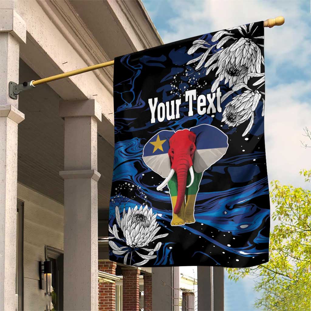 Personalized Central African Republic Garden Flag Elephant With King Protea LT18