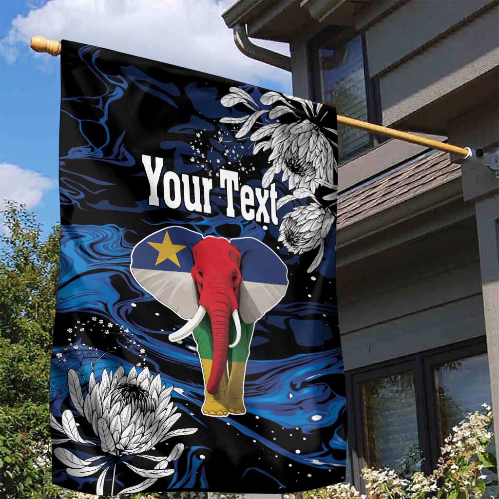 Personalized Central African Republic Garden Flag Elephant With King Protea LT18