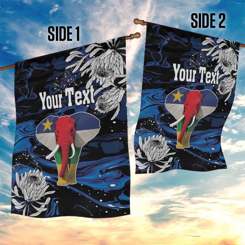 Personalized Central African Republic Garden Flag Elephant With King Protea LT18