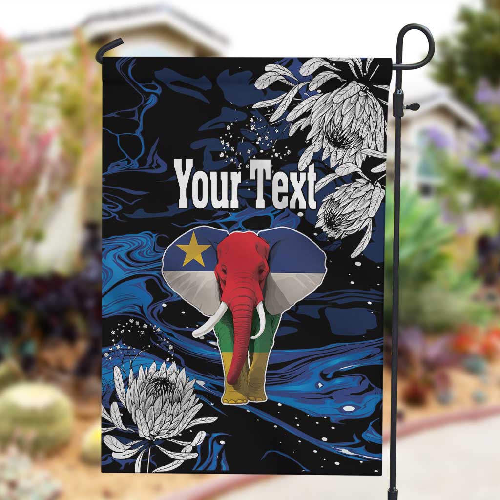 Personalized Central African Republic Garden Flag Elephant With King Protea LT18