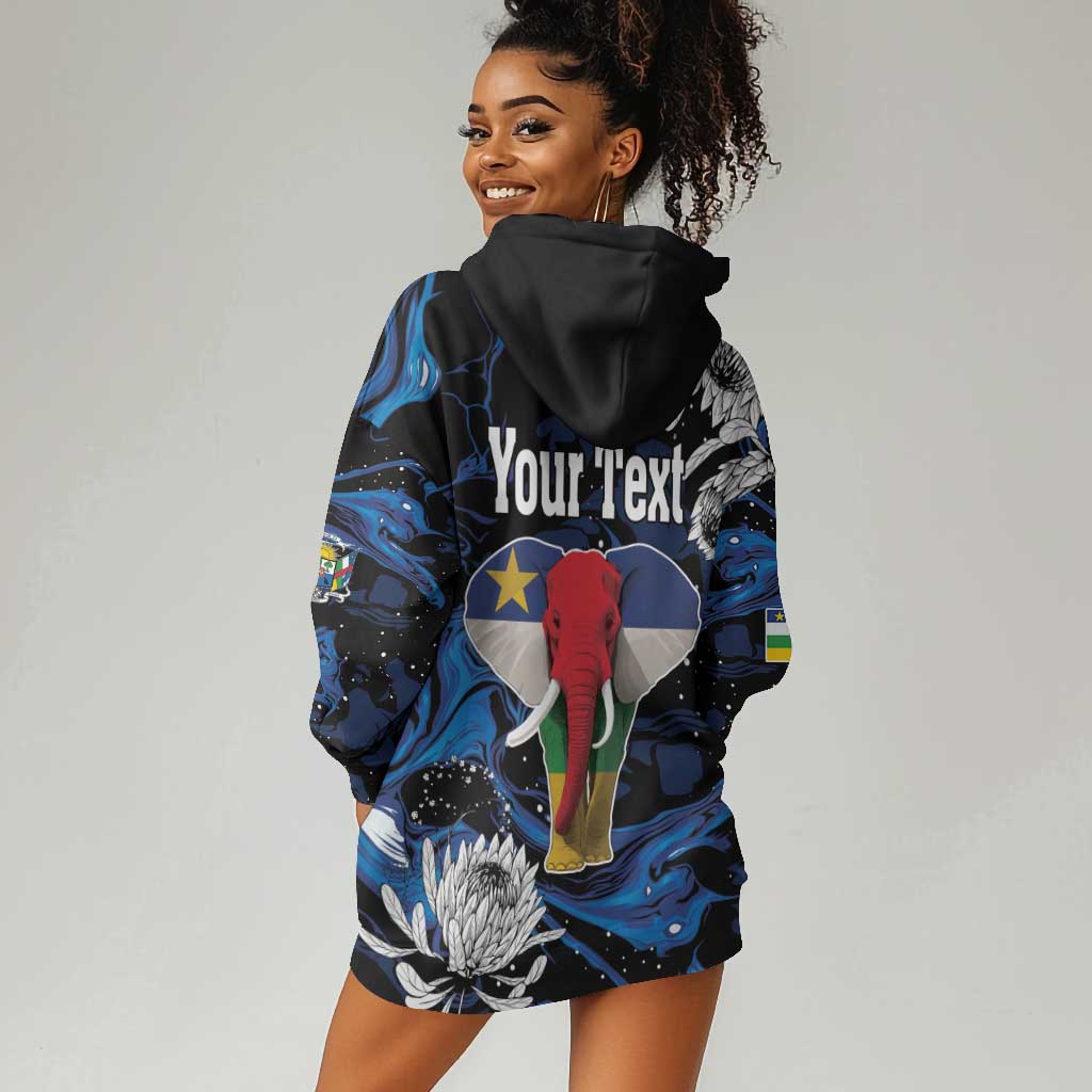 Personalized Central African Republic Hoodie Dress Elephant With King Protea LT18