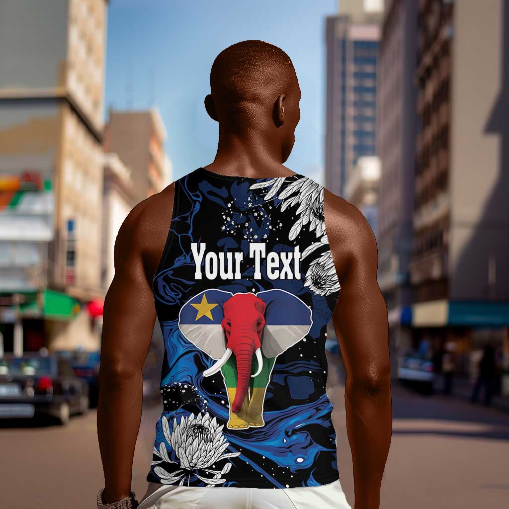 Personalized Central African Republic Men Tank Top Elephant With King Protea LT18