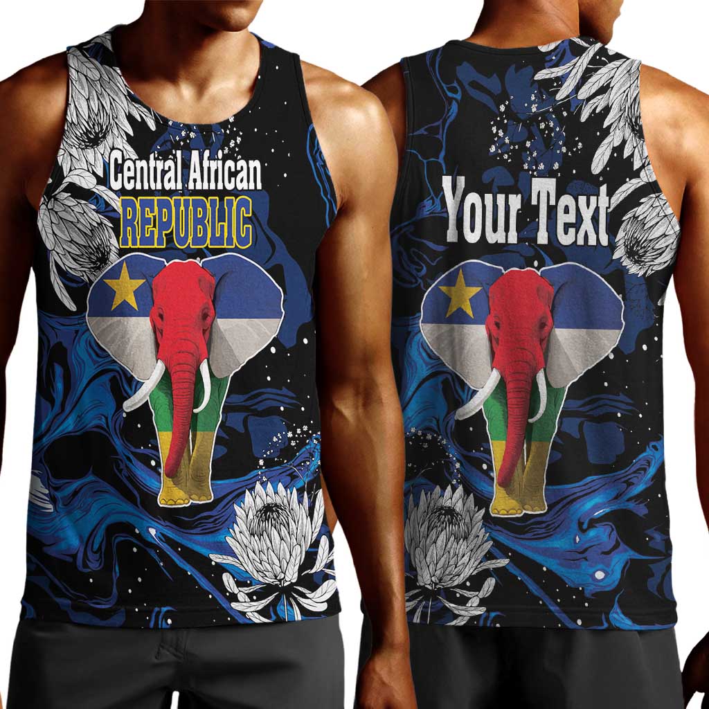 Personalized Central African Republic Men Tank Top Elephant With King Protea LT18