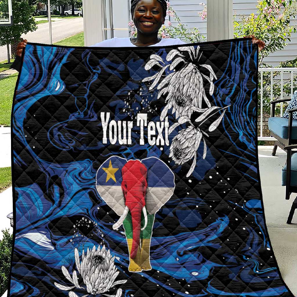 Personalized Central African Republic Quilt Elephant With King Protea LT18