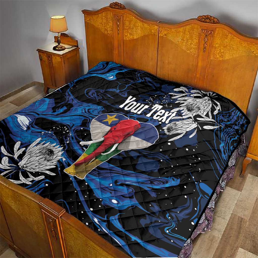 Personalized Central African Republic Quilt Elephant With King Protea LT18