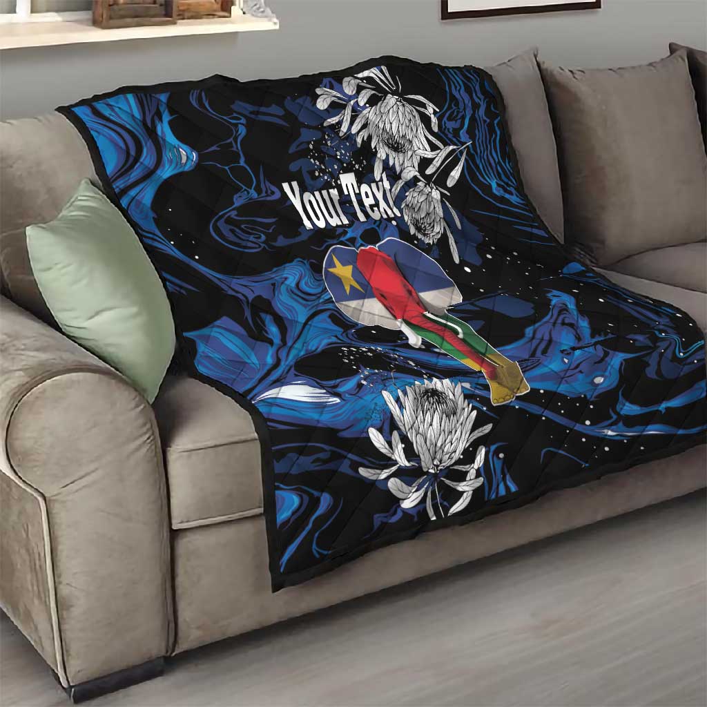 Personalized Central African Republic Quilt Elephant With King Protea LT18
