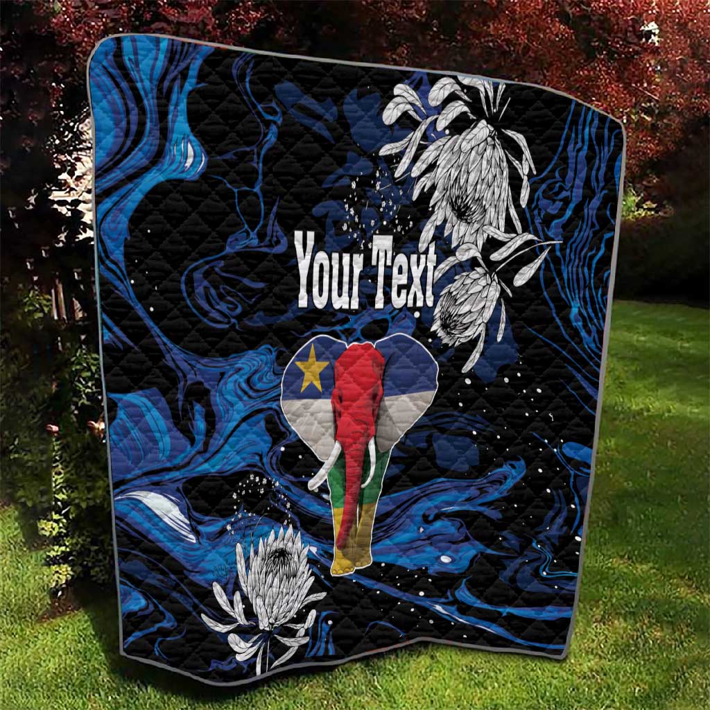 Personalized Central African Republic Quilt Elephant With King Protea LT18