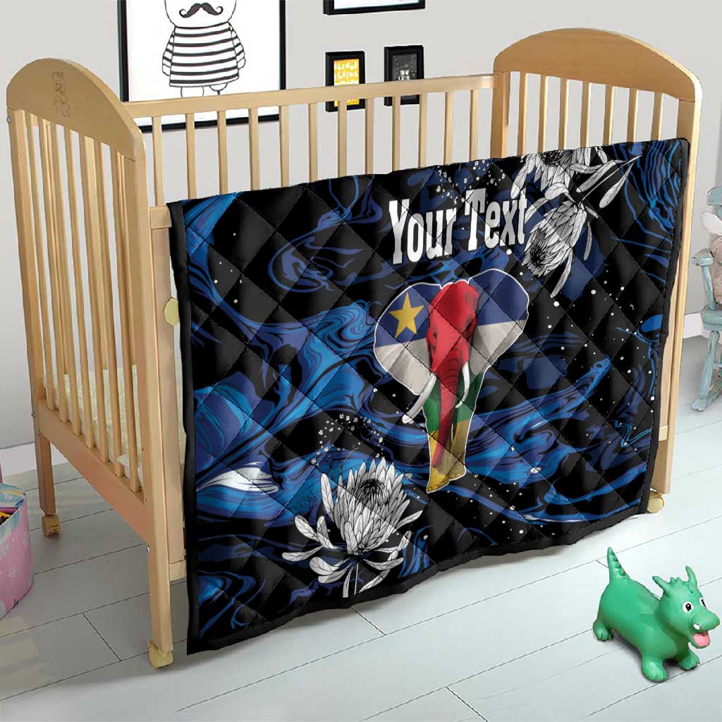 Personalized Central African Republic Quilt Elephant With King Protea LT18