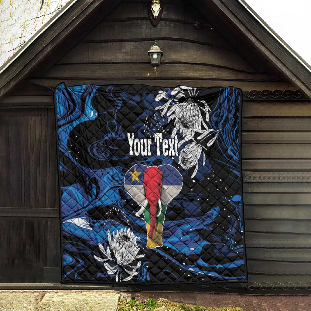 Personalized Central African Republic Quilt Elephant With King Protea LT18