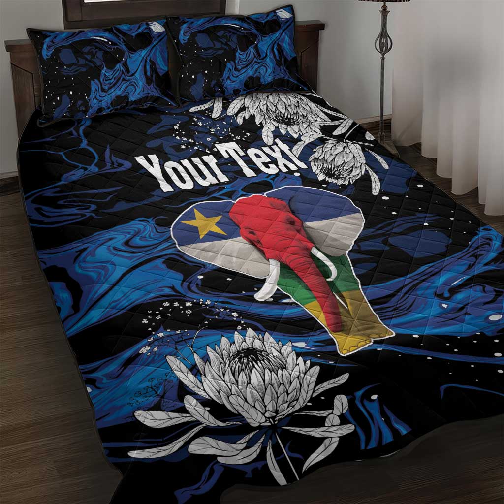 Personalized Central African Republic Quilt Bed Set Elephant With King Protea LT18