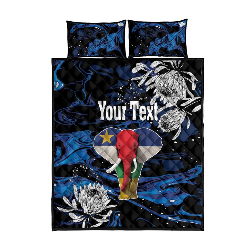 Personalized Central African Republic Quilt Bed Set Elephant With King Protea LT18